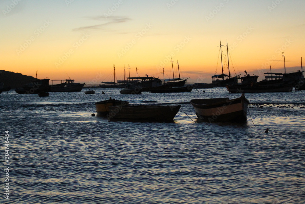 Barcos na Orla da Praia de Búzios