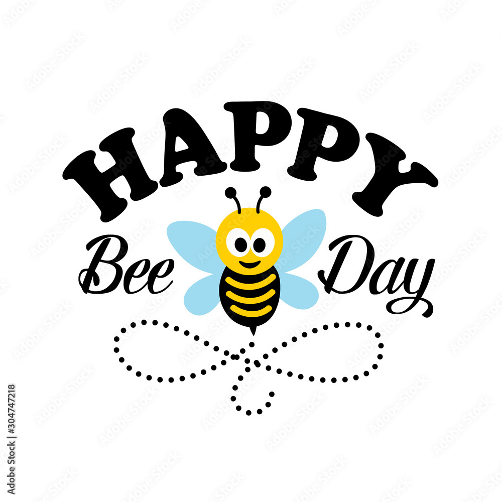 Happy BEE day vector file. Birthday decor. Bee clip art. Isolated on