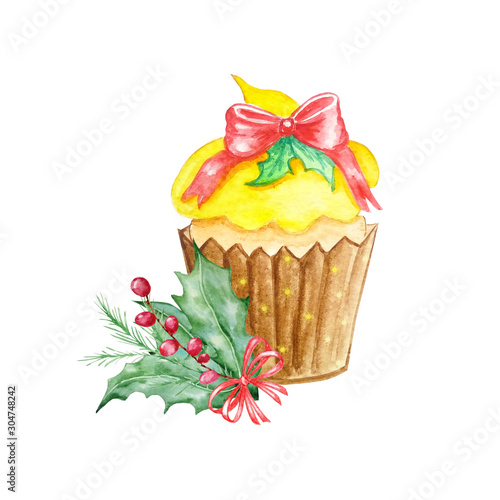 watercolor christmas cupcake16
