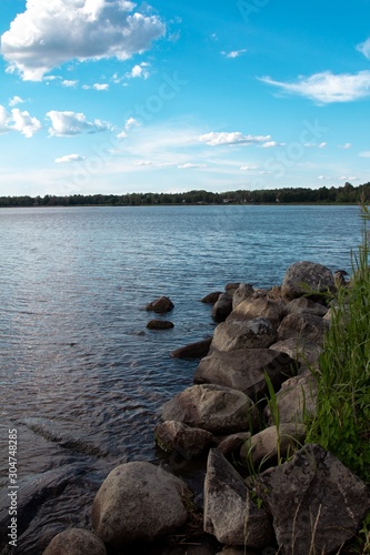 landscape with lake and blue sky, Västerås, Sweden