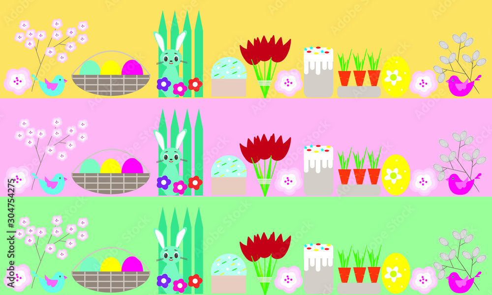 Easter banners collection.Easter horizontal backgrounds vector illustration