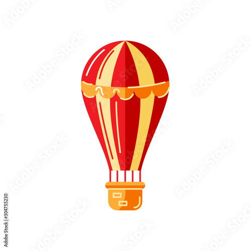 Air balloon vector illustration on white background. Flat and line style design.