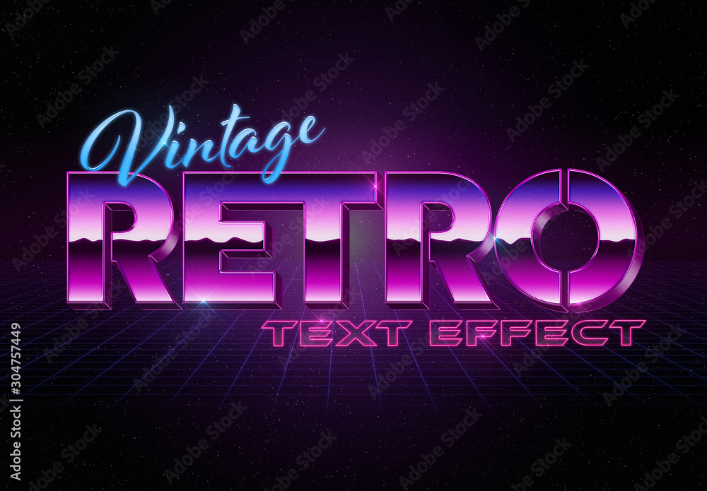 3D 80S Text Effect Stock Template | Adobe Stock
