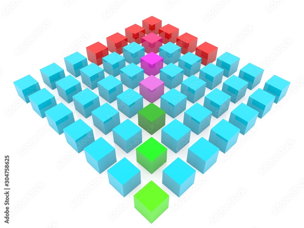 Arrow direction principle of colored blocks