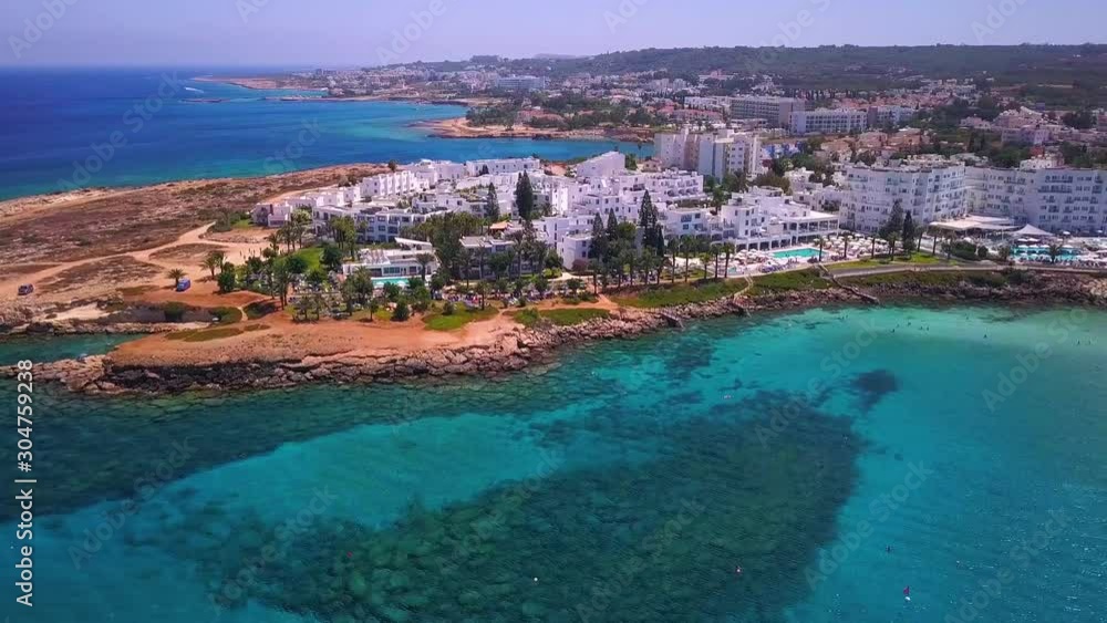 Fig tree beach Cyprus Protaras aerial 4k Fig tree beach Cyprus Protaras aerial 4k