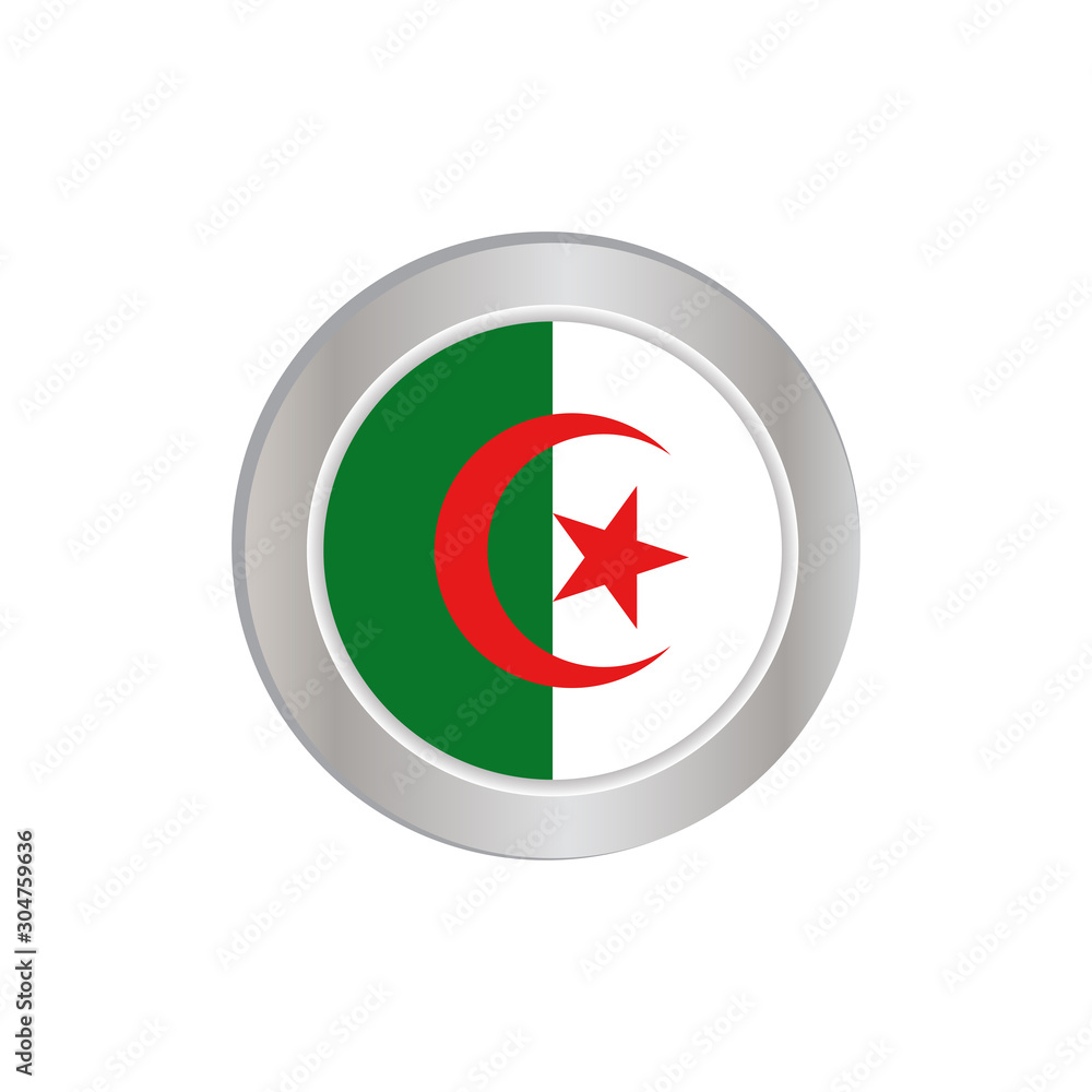 The simple flag of Algeria is isolated in official colors (green and white), map pin, as the original