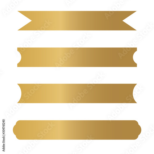 golden banner ribbon template - vector illustration
