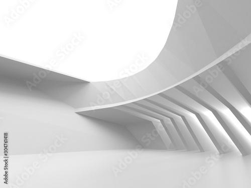 Futuristic White Architecture Design Background. Construction Concept. 3d Render Illustration