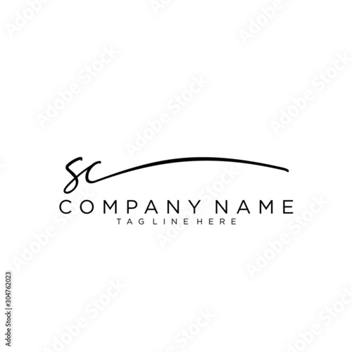 Initial letter SC Signature handwriting Logo Vector