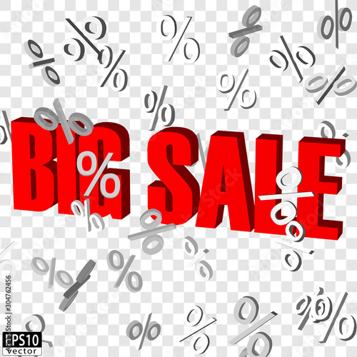 Isolated Big sale word with falling percent signs | EPS10 Vector
