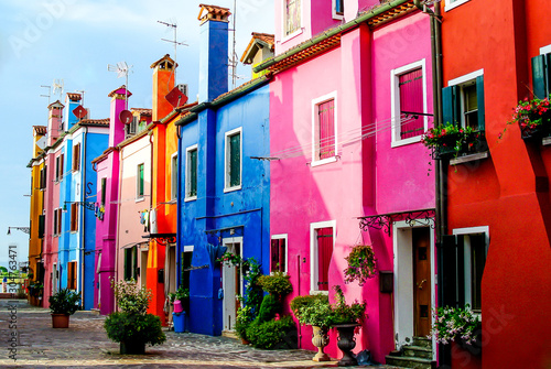 Beautiful colored houses on the island of Burano.