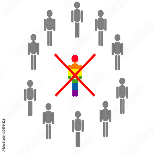 Vector poster of homophobia concept. LGBT rights violation.