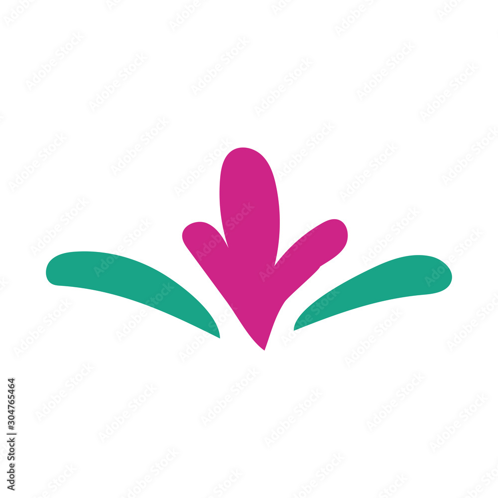 beautiful flowers and leafs garden decorative icon