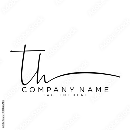 Initial letter TH Signature handwriting Logo Vector
