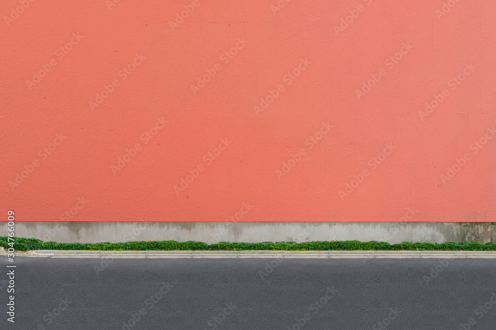 Fototapeta premium street wall background ,Industrial background, empty grunge urban street with warehouse brick wall