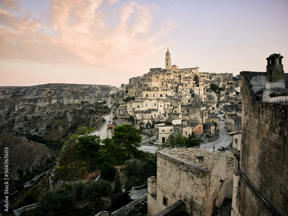 Matera old city in the evening