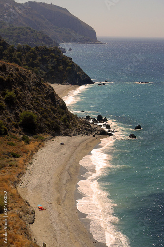 Playa de las Alberquillas, Parje Natural de los Acantilados de Maro-Cerro Gordo, Andalusia, Costa del Sol, Spain photo