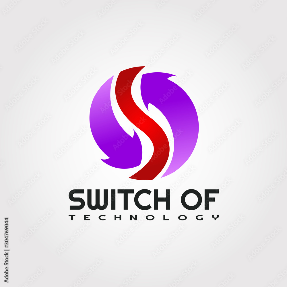 Technology logo design, arrow and letter S combination, illustration element