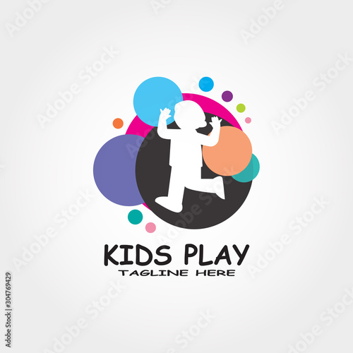Colorful child play logo design -vector
