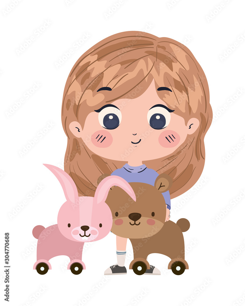Isolated girl cartoon with toys vector design Isolated girl cartoon with toys vector design
