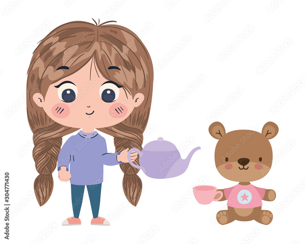 Isolated girl cartoon with toys vector design Isolated girl cartoon with toys vector design
