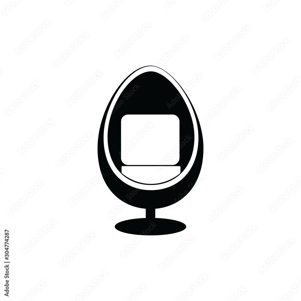 Modern egg shaped arm chair icon isolated on white background Modern egg shaped arm chair icon isolated on white background
