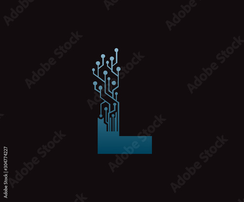 Digital L Letter Network  Data Logo Icon