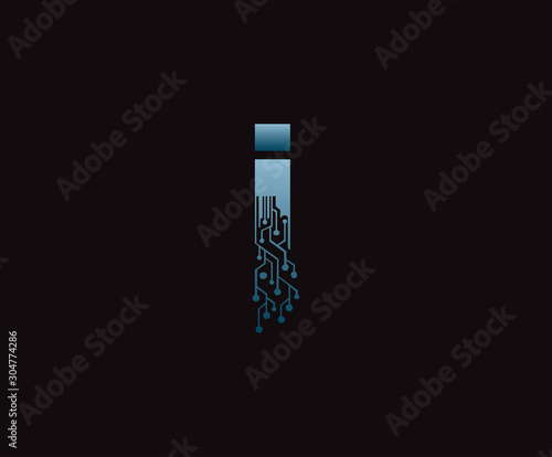 Digital I Letter Network  Data Logo Icon