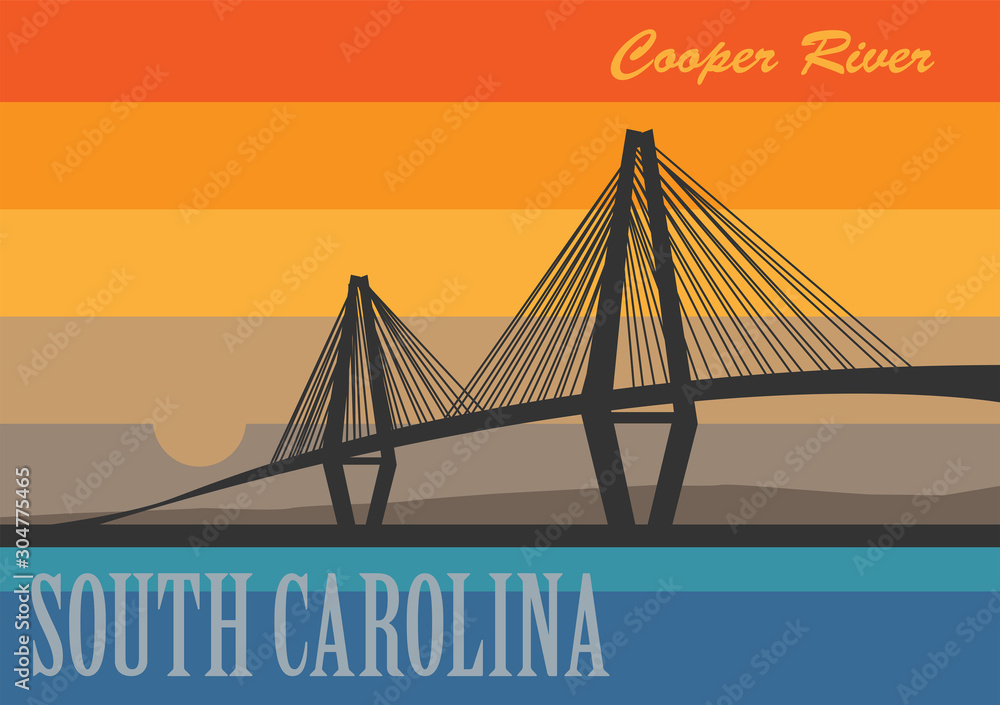 Naklejka premium Cooper River Bridge w Południowej Karolinie