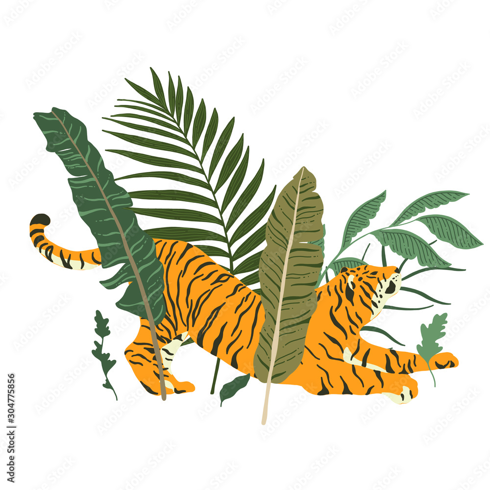 Obraz premium Jungle Leopard Tiger Leaf