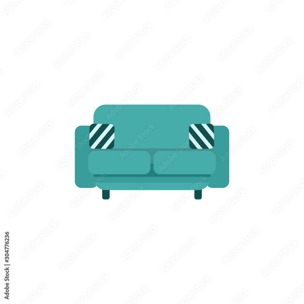 Modern teal green couch with striped cushion decorations Modern teal green couch with striped cushion decorations