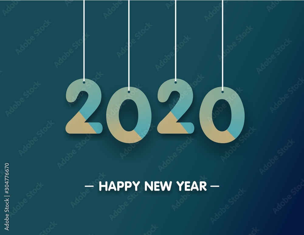 Happy New Years Greeting 2020 with blue background Happy New Years Greeting 2020 with blue background
