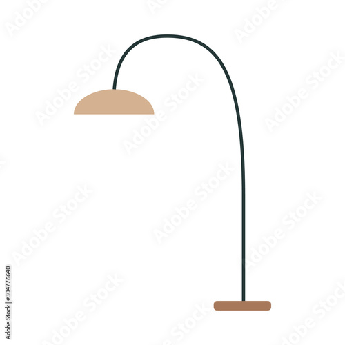 Floor lamp or torchere with lampshade icon flat vector illustration isolated.