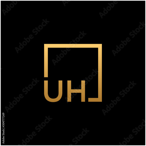 initial letter UH with square frame line art. business consulting concept. studio,room,group icon. Suitable for business consulting group company. square lines have connected meanings. - vector