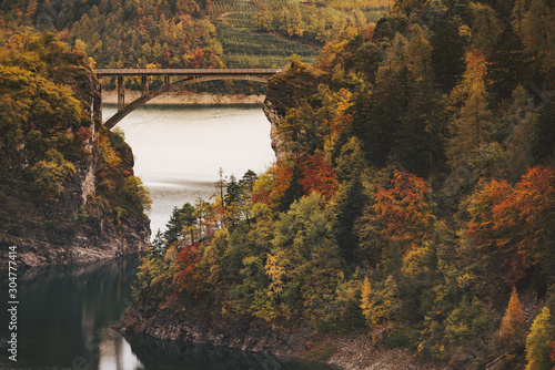 Lago di Santa Giustina and bridge  Trento  Italy