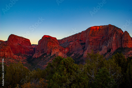 The Last Light on Timbertop Mountain in Kolob Canyon