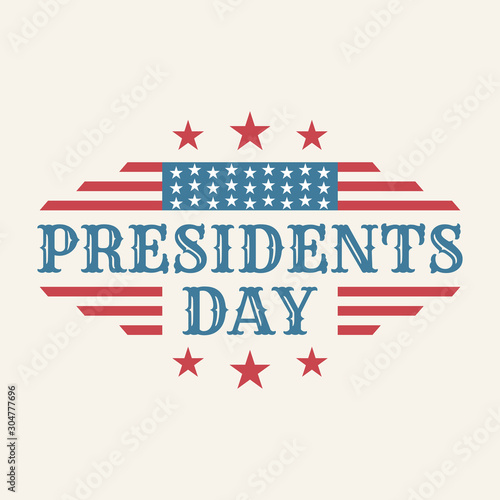 Vintage text Presidents Day with american color flag