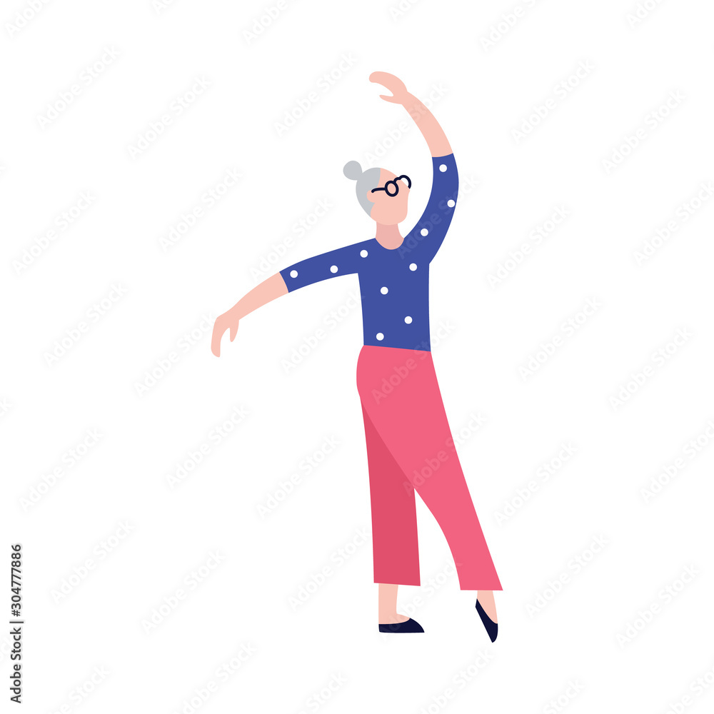 Fototapeta premium Old people doing exercises. Grandparents. Sport. Vector isolated illustration. Cartoon character.