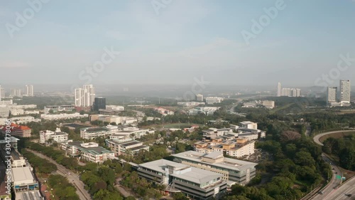 Aerial view of Cyberjaya City, Malaysia. Panning to the left.. photo