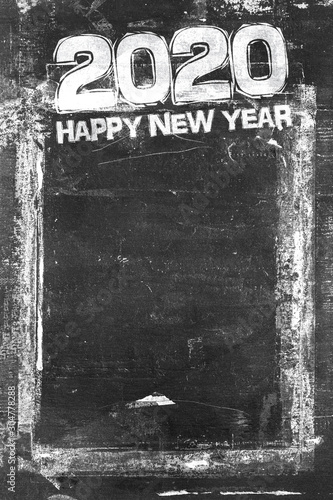 Happy New Year 2020 Grungy Chalkboard Background