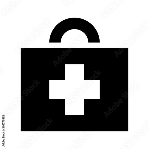 Simple black icon of first aid care briefcase
