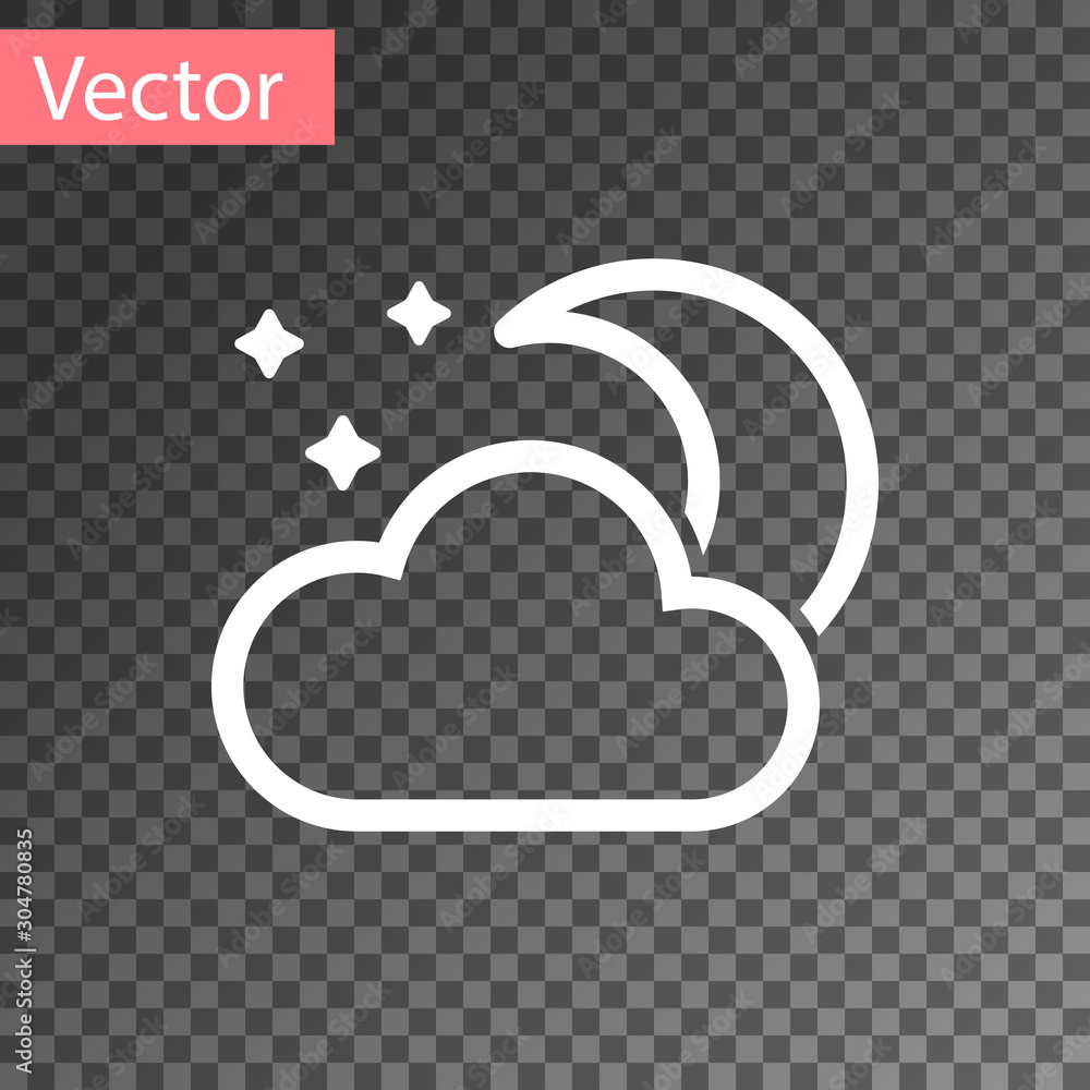White Cloud with moon and stars icon isolated on transparent background ...