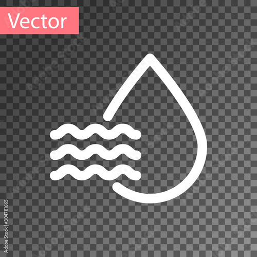 White Water drop percentage icon isolated on transparent background. Humidity analysis. Vector Illustration