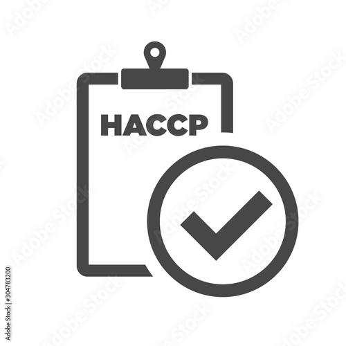 HACCP and checkmark icon. Vector