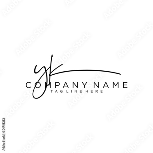 Initial letter YK Signature handwriting Logo Vector photo