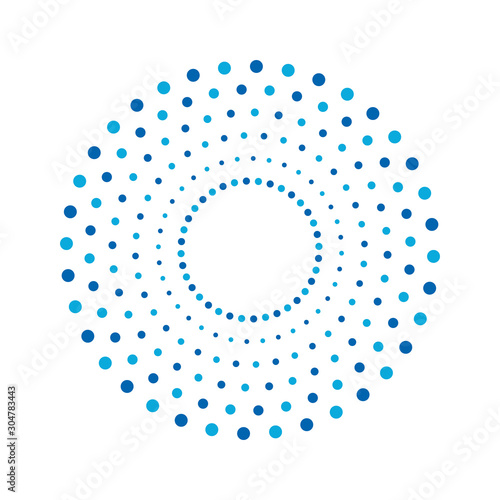 bicolour blue dots halftone as icon or logo or background