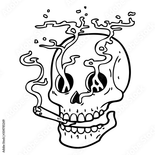 smoking skull tattoo