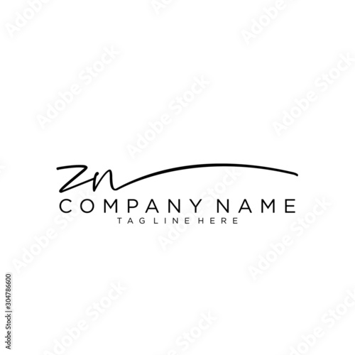 Initial letter ZN Signature handwriting Logo Vector