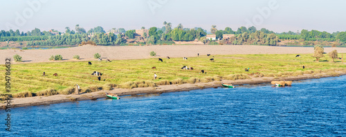 Photography Nile Farming Midstream Panorama-