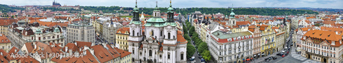 Panoramic view of central Prague City seem from above 